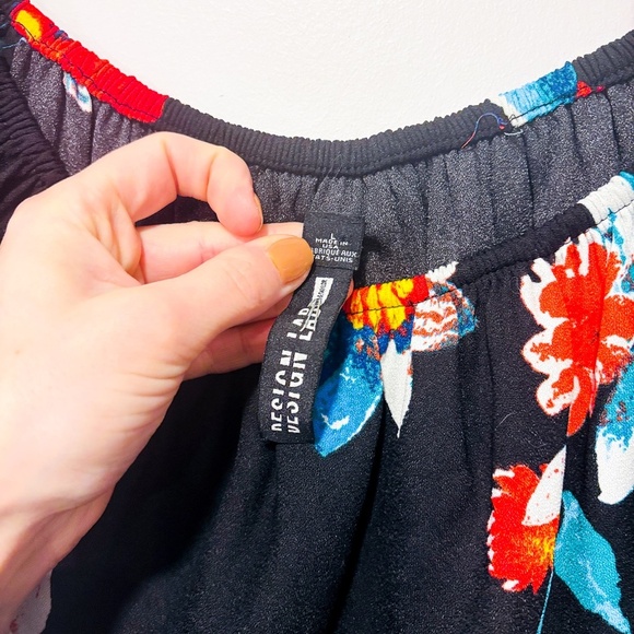 DESIGN LAB – Black floral off-the-shoulder dress | Large * - Picture 7 of 9